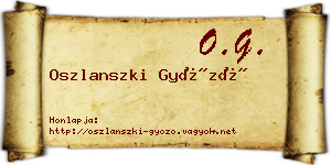 Oszlanszki Győző névjegykártya